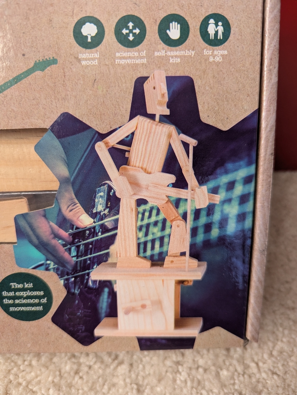 TimberKits Guitarist- Wooden Wind-Up Automaton Kit - Natural Wood Kids Toy